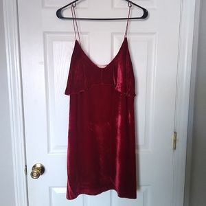 Alice + Olivia red velvet slip dress